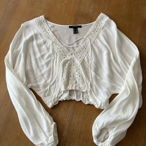 Boho cropped long sleeve top